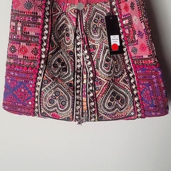 Anthropologie Tolani PatchWork Embroider Beaded Sequin Boho Batik Indian Bag Art - Picture 8 of 15